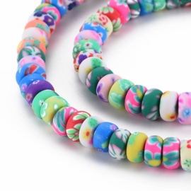 20 x Polymeer kralen rondellen Multicolour 6,5 x 3,5mm gat: 1,6mm