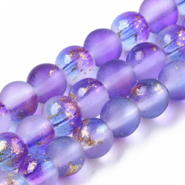 Streng met c.a. 95~103 ronde glaskralen 4~5mm gat 1mm Spray Painted Blue Violet