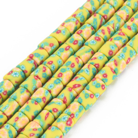 20 x handgemaakte polymeer klei kralen bloem Yellow  6,5 x 6mm gat: 1,2mm column