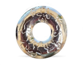 2 x Metalen gesloten ringen met bloemmotief Ø 40 mm – gat Ø 12 mm – zilverkleur