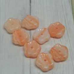 15 Stuks wit met oranje glaskralen in de vorm van een bloem 3mm gat 1mm