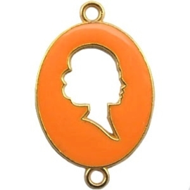 Ovale camee hanger met 2 ogen ca. 39 x 25 mm Goud-autumn sunset orange