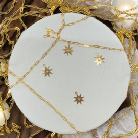 1 x RVS 201 Ster bedel Laser Cut Goud kleur, 16 x 13,5 x 1mm oogje:  1,5mm