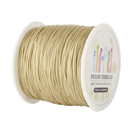 1 rol 90 meter gevlochten nylon koord, imitatie zijden draad 0,8mm Dark Khaki