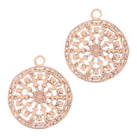 2x Hangers Bohemian rond met oog 12mm Rosegold