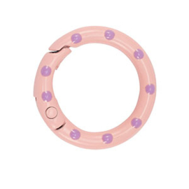 1 x Gekleurde onderdelen sleutelhanger ring Light pink-purple ca. 25x4mm