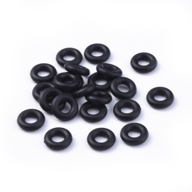 10 x Rubber stopper kralen 7 x 1,9 mm – gat 3,2 mm – zwart