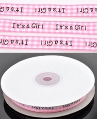 1 meter stoffen lint bewerkt met tekst 'It's a Girl' ± 27m (± 10mm breed)
