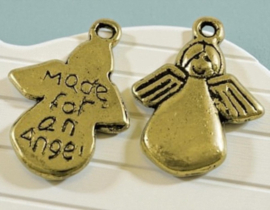 4 x Metalen bedel “Made for an angel” – goudkleur – 17,5 x 13 x 2 mm – oogje ca. 1,5 mm