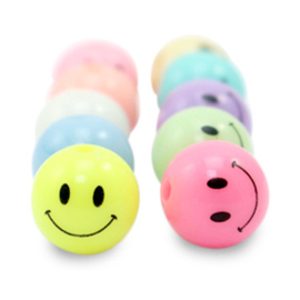 10 x acryl kralen smiley Multicolour  10mm (Ø2.2mm)