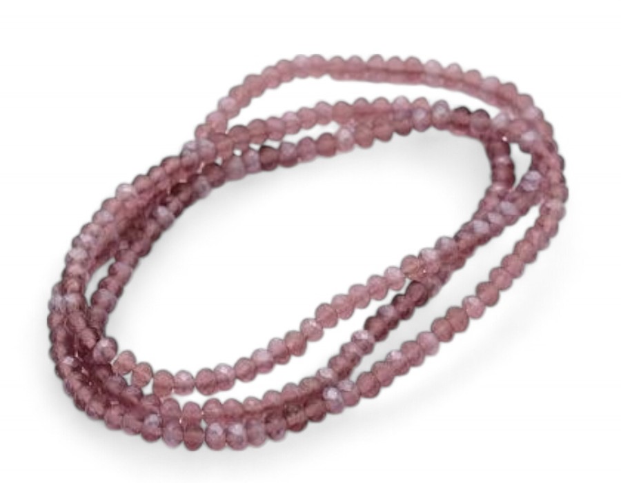 1 x Streng met ca. 147–152 stuks glaskralen facet rondelle briolette kristal – 3 x 2mm, gat 0,8mm – Rosy Brown