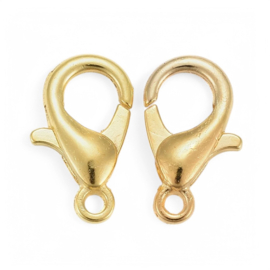 4 x  Lobster sluiting 12mm messing goudkleur (Nikkelvrij)