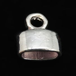 10 x antiek zilveren cord caps 9 x 8 x 4mm  Ø 2 x 6mm oogje: 2 mm
