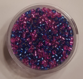 Pracht Rocailles 17 gram 2,6 mm Mix fuchsia blauw 7718-4