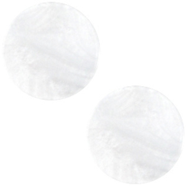 1 x Polaris cabochon plat 12mm Mosso shiny White