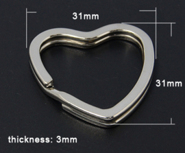 2 x  Prachtige sleutelhanger ring hart 31 x 31 x 3mm
