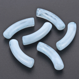 10 x Acryl kralen tube  transparant Light Blue ca. 33x8mm (gat Ø1.6mm)