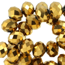 15 x Top facet kralen 6x4mm disc Gold metallic