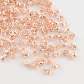 10 stuks gesloten rose gold kalotje  8 x 6 x 4 gat 2mm. Ø 3,2mm 