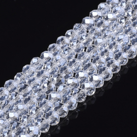 10 x Briolette glaskraal 8 x 6mm gat 1mm transparant