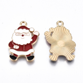 2 x Metalen epoxy kerstbedel kerstman 23 x 16 x 1,2 mm – gat 1,6 mm – lichtgoudkleur