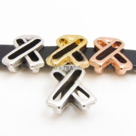1 x DQ Metaal schuiver ribbon antiek zilver kleur ca. 13 x 18mm Ø10 x 2,5mm (Nikkelvrij)