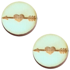 2 x Houten cabochon basic 12 mm arrow&heart Sea green