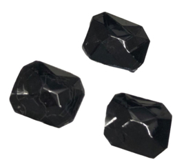 2 x DQ Octagon glas cabochon maat c.a. 12 x 10 mm  Hematiet