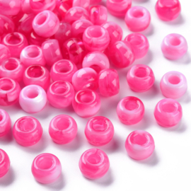 15 x Two tone acryl kralen rondellen 11 x 8 mm – gat 5 mm – Deep Pink