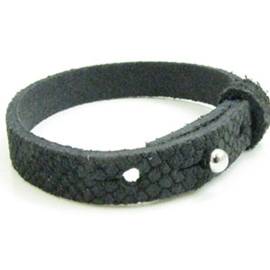 1 x Cuir Armband DQ Suede 10 x 2,2mm Reptiel Grijs