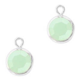 2 x DQ Hangers van crystal glas rond 6mm Silver-Powder opal green 