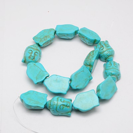 2 x Buddha synthetische turquoise kraal 29 x 20 x 13mm, gat: 1mm