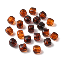 10 x Acryl kralen cube two tone opaque 17 x 15,5 x 15,5 mm – gat 3 mm – Burnt Sienna