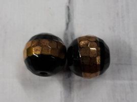 10 stuks facetkralen zwart-bruin met olie glans (AB) 10mm Gat 1mm