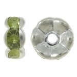 50 stuks Verzilverde Kristal Rondellen 7 mm licht groen