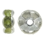 50 x Verzilverde Kristal Rondellen 7 mm licht groen