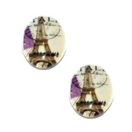 2 x Glas Cabochon 18x13 mm Parijs