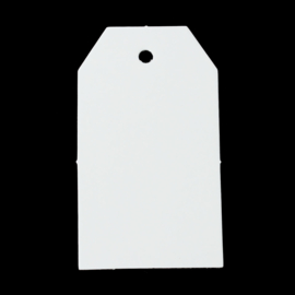 50 stevige blanco witte labels met ponsgat  40 x 70mm