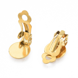 2 x RVS 304 basisclips oorbellen 18 x 10 x 7mm tray 10mm gat: 3mm Goudkleur
