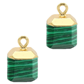 1 x Natuursteen hangers square Green-gold Peacock stone