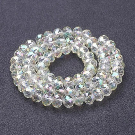 1 x Streng met ca. 72 glaskralen facet rondelle briolette kristal – 8 x 5 mm – gat 1 mm – Licht geel AB