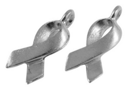 5 x Metalen bedel van een Ribbon lintje 17 x 6mm gat: 2mm platinum kleur ♥