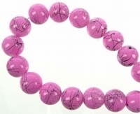 10 x Glaskraal rond edelsteen look rose 12 mm