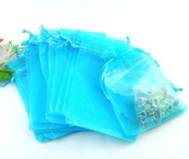 c.a. 100 stuks organza zakjes 8 x 10cm Turquoise