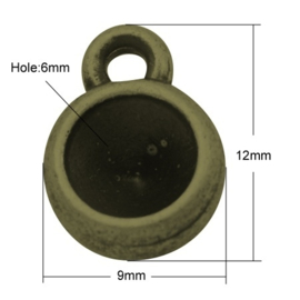 1 x Houder Puntsteen Settings DIY één oog geel koper kleur ca. 12 x 9 x 6mm (voor puntsteen SS29 c.a. 6mm)