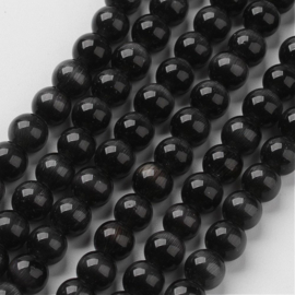 10 stuks prachtige cateye kraal 10mm zwart