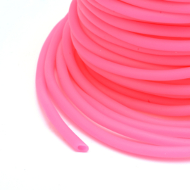 100 cm hol Rubber DQ koord 3mm gat: 1,5 mm Deep Pink