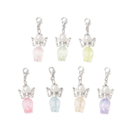 1 x Geluksengeltje tulp met clip 49,5 mm – pastel kleur – zilverkleur