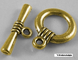 4 x Tibetaans zilveren (goudkleurig) slotje - groot- 14mm staafje 20mm