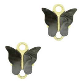 2 x Resin hangers tussenstuk vlinder Gold-anthracite